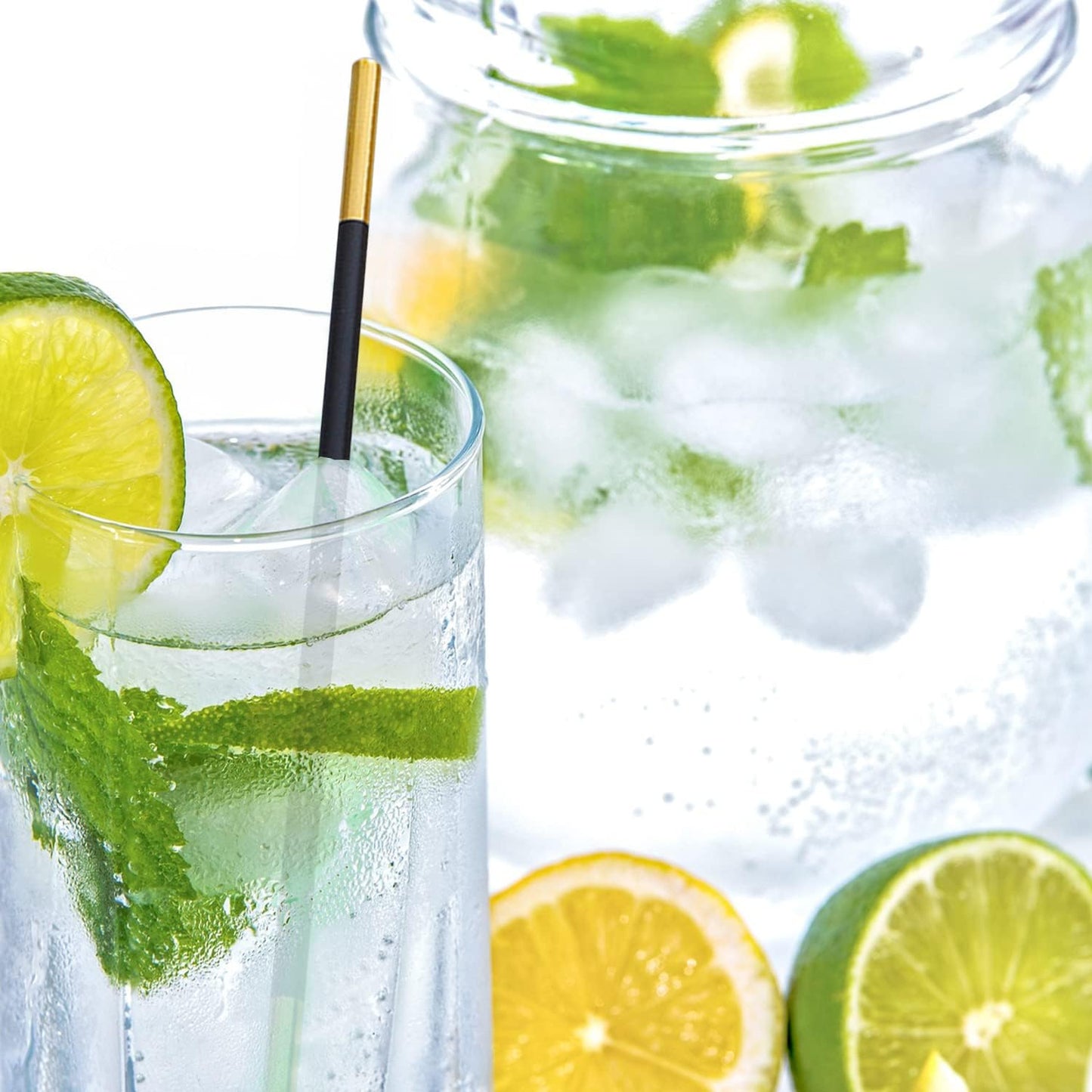 Stainless Steel Reusable Metal Straws,Extra Long Reusable Metal Straws,Metal Drinking Straws,Straight,Black gold,5 Pieces.