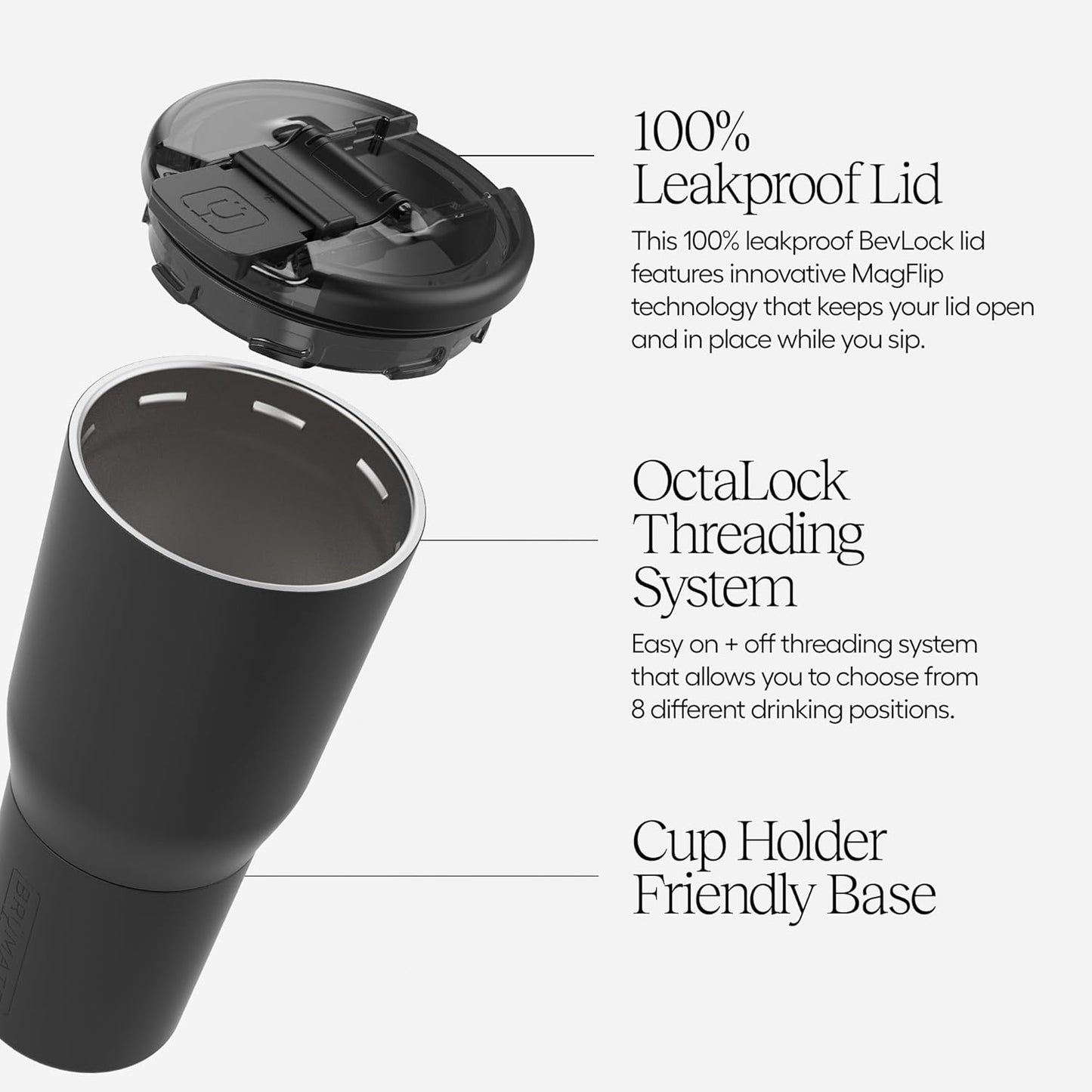 BrüMate Nav 25oz 100% Leak Proof Insulated Travel Tumbler with Magnetic BevLock™ Lid - Double Wall Cup-Holder Friendly Stainless Steel Mug (Mocha)