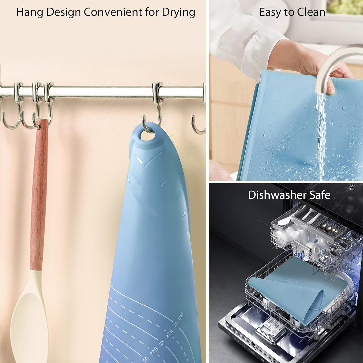 24"X16" Silicone Baking Mat Extra Large Non-stick Pastry Mat with High Edge, Dough Rolling Board for Pastry, Macarons, Pies, Bread, Cookies, Pizza, Fondant, Pasta, Food Grade Silicone Baking Supplies