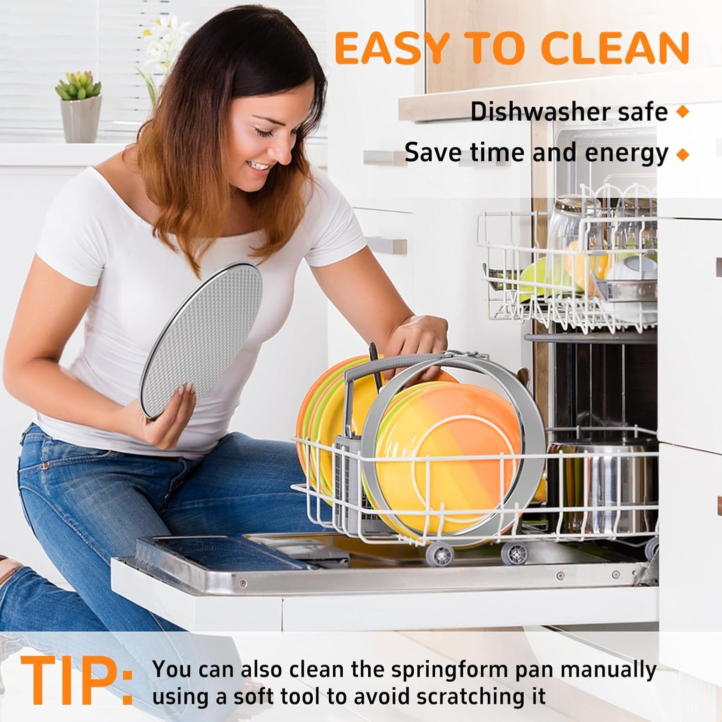 10 Inch 304 Stainless Steel Springform Pan with Removable Bottom, Nonstick Round Spring Form Cheesecake Pan with 30 Pcs Parchment Paper Liners