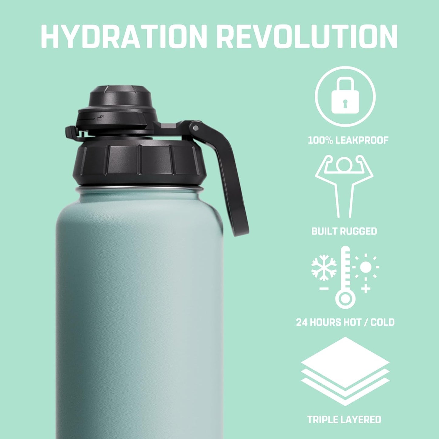 Vessence Tea Infuser Bottle - 32 Oz Insulated Loose Leaf & Fruit Infuser Bottle | Leak Proof with FlowSip Lid