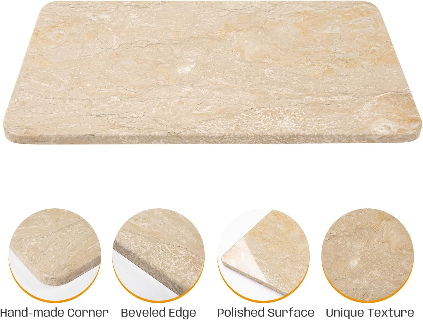 Marble Cutting Board, 12x20 Inch Marble Pastry Board With Non-Slip Feet For Cheese, Charcuterie, Dough, Chocolate, Dessert, Pack Of 1 Piece