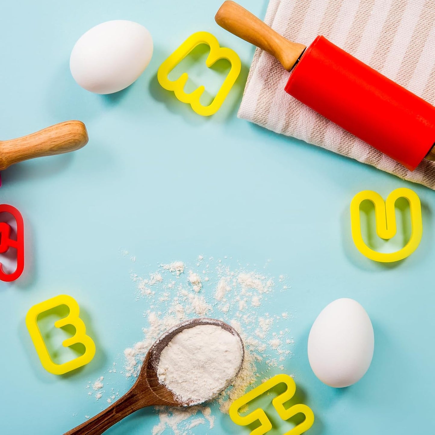 HARFINGTON Silicone Rolling Pins for Baking 9 Inch Wooden Handle Non Stick Rolling Pin Small Roller Playdough Rolling Pins for Dough Pizza Pastry Fondant Kitchen, Red White