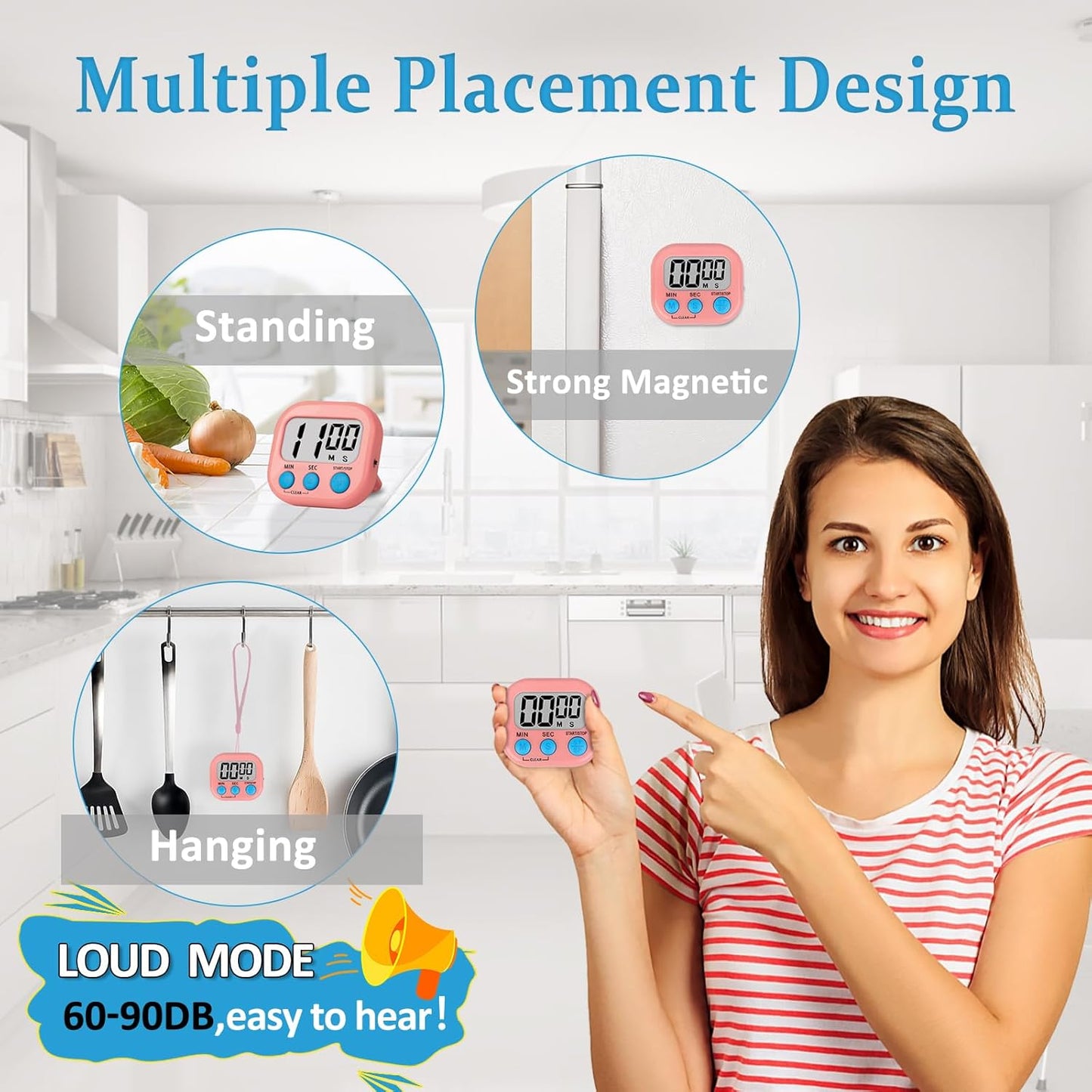 ZILLEEN Classroom Timer for Kids Teachers Digital Timers, Blue Pink 6 Pack