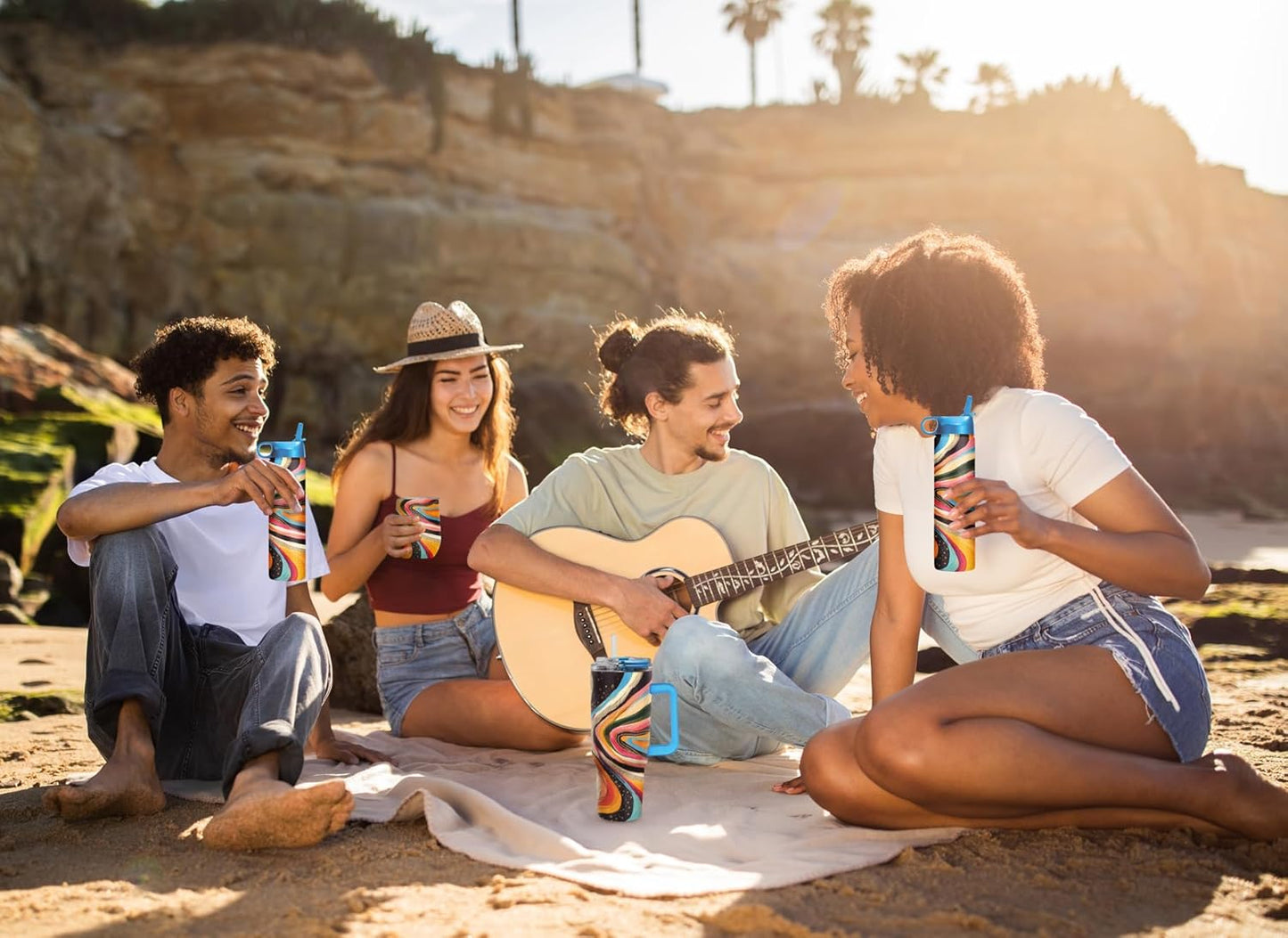 RainCaper 18/8 Stainless Steel Insulated Water Tumbler with Straw | 30oz, BPA-Free, Double Wall for Hot & Cold | Travel-Friendly, Cup Holder Ready (EttaVee Abstract 1)