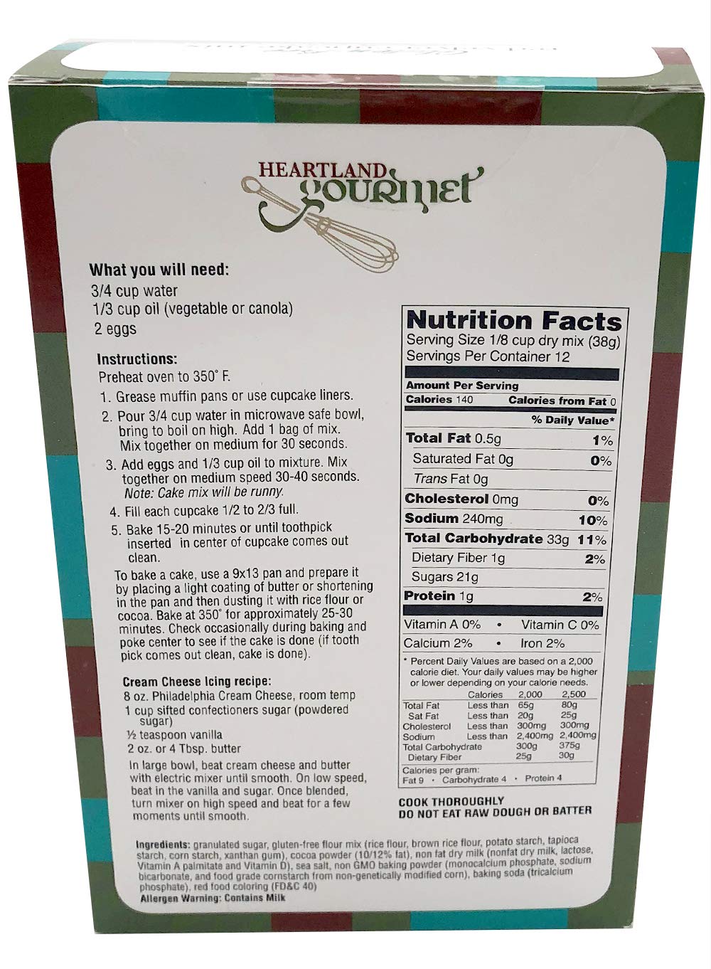 Heartland Gourmet Gluten Free Red Velvet Cupcake Mix - Rich and Decadent - Certified Gluten Free Ingredients - All Purpose - Safe for Celiac Diet - 2022 - Pack of 1
