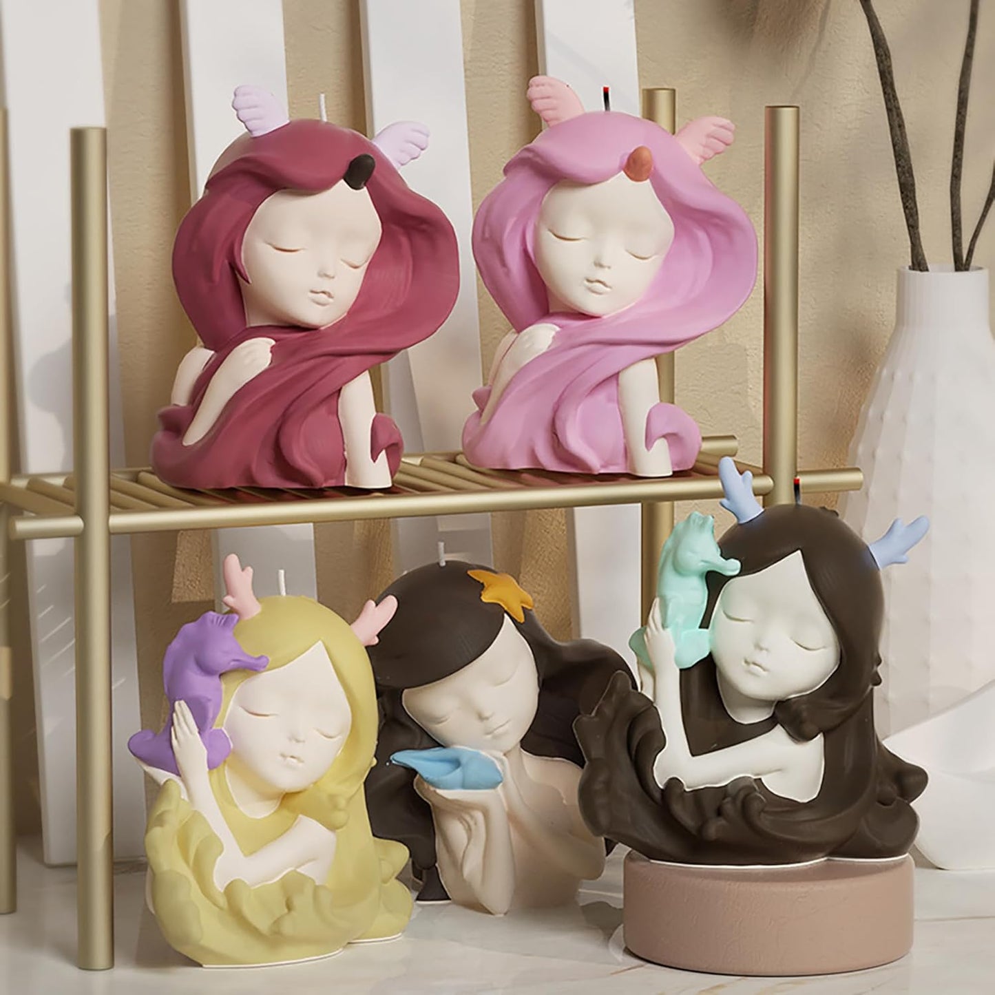 3 Pack Sleep Beauty Candle Mold - Resin Casting Silicone Molds for Home Decor & Candle Making Wave Spiral Mold