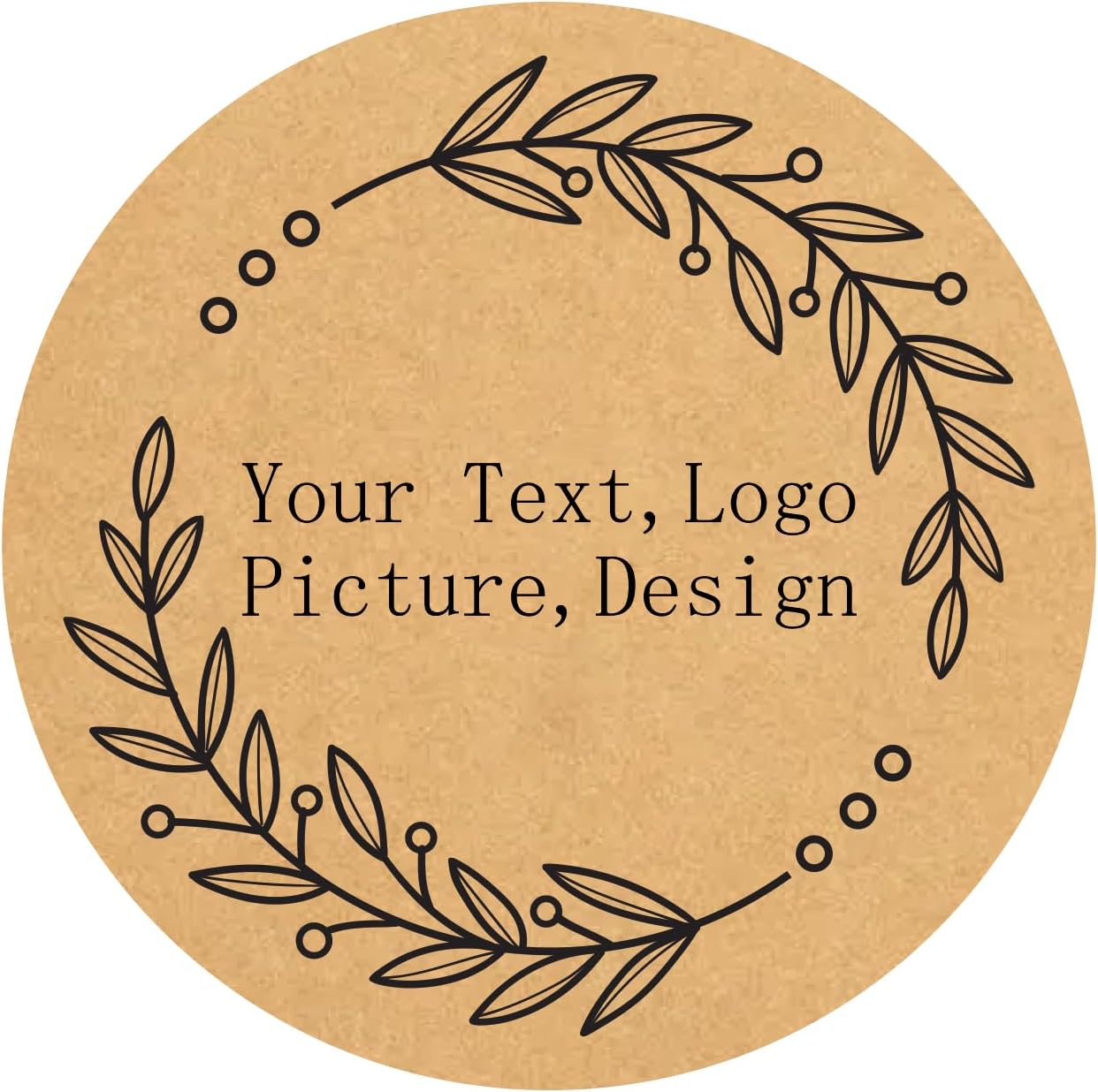 Custom Stickers Kraft Paper Labels Personalized Withe Text, Business Logo Customized Food Jars Labels Bakery Label Sticker Package Favor Canning Circle 100pcs (Style 6)