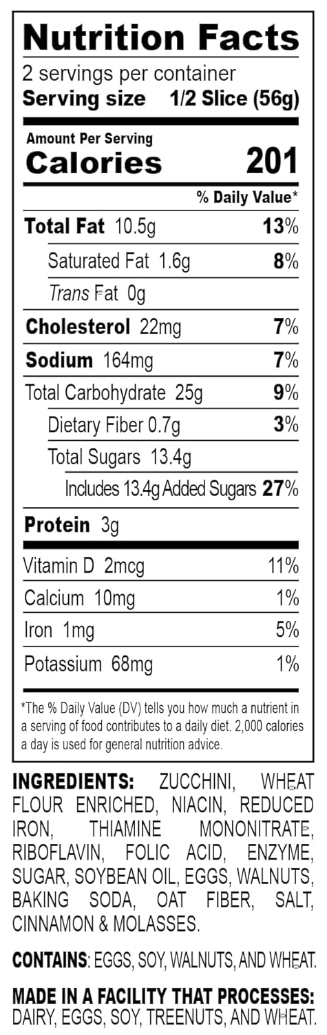 Nadel - NATURALLY DELICIOUS ZUCCHINI CAKE (16 Pack) Sweet Breads & Cakes Slices, Back to School lunch snack, breakfast bar