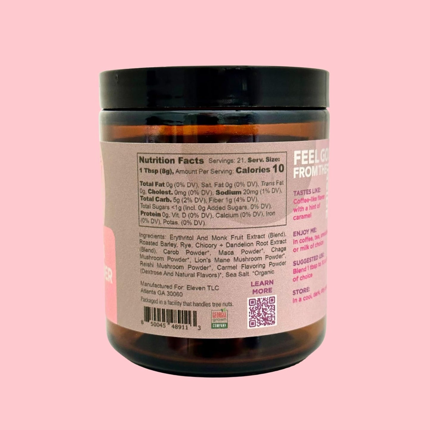 Eleven TLC, Shroomie Master Mind Coffee Substitute, Caffeine-Free Energy, 8 Mushrooms + Superfoods, Developed by MD, Non-Reactive Glass Jar