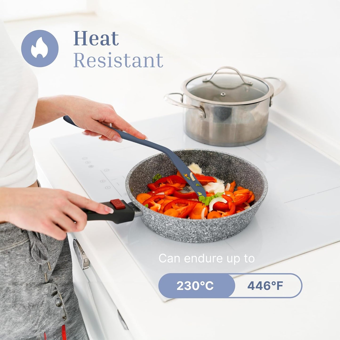 Silicone Slotted Turner Set – 2-Piece Set of Turner Spatulas for Eggs and Pancakes – Kitchen Tools and Accessories with Comfortable Handles, Heat-Resistant Utensils for Cooking & Baking – Blue