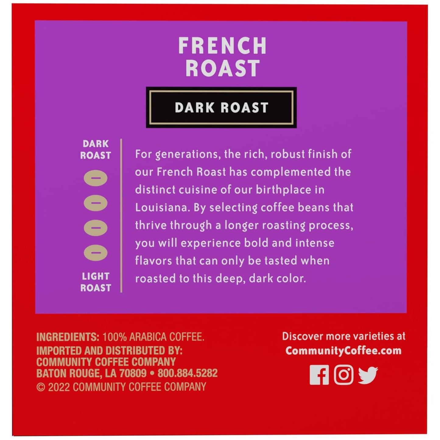 Community Coffee French Roast 72 Count Coffee Pods, Extra Dark Roast, Compatible with Keurig 2.0 K-Cup Brewers, 12 Count (Pack of 6)