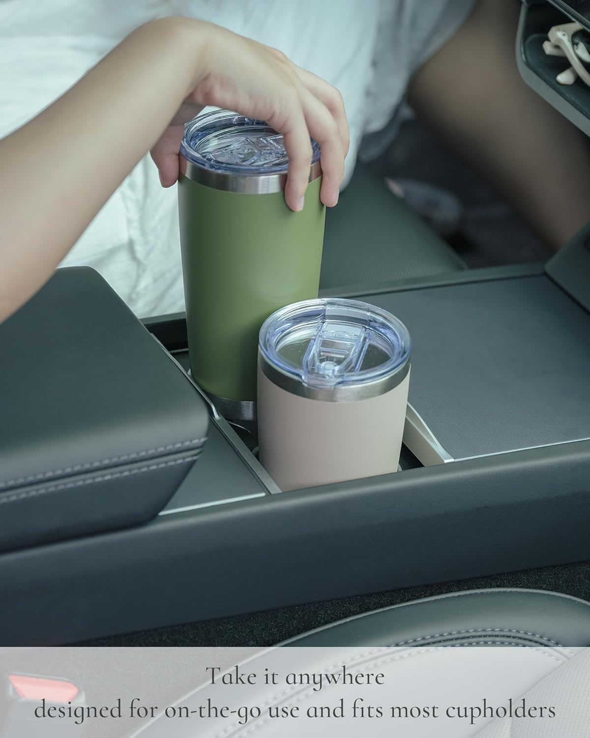 Travel Coffee Tumbler 20oz, 1 Pack Leakproof Travel Coffee Mug with Lid and Straw, Stainless Steel Double Wall Vacuum Insulated Tumbler for Hot/Iced Drinks (Textured Matte, White)