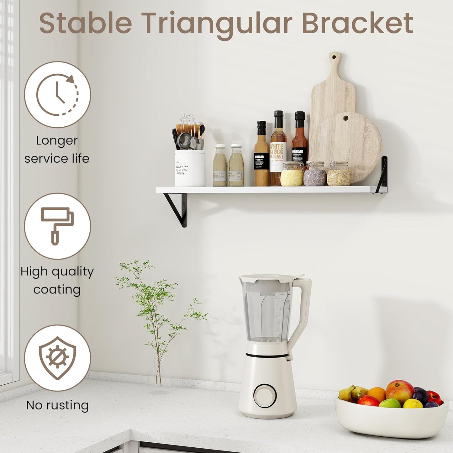 Dreamland Deep Floating Shelves for Wall, 30W x 8D Wall Shelves, Set of 2, 30 inch Floating Shelf with Sturdy Metal Brackets for Living Room, Bathroom, Bedroom and Kitchen, White