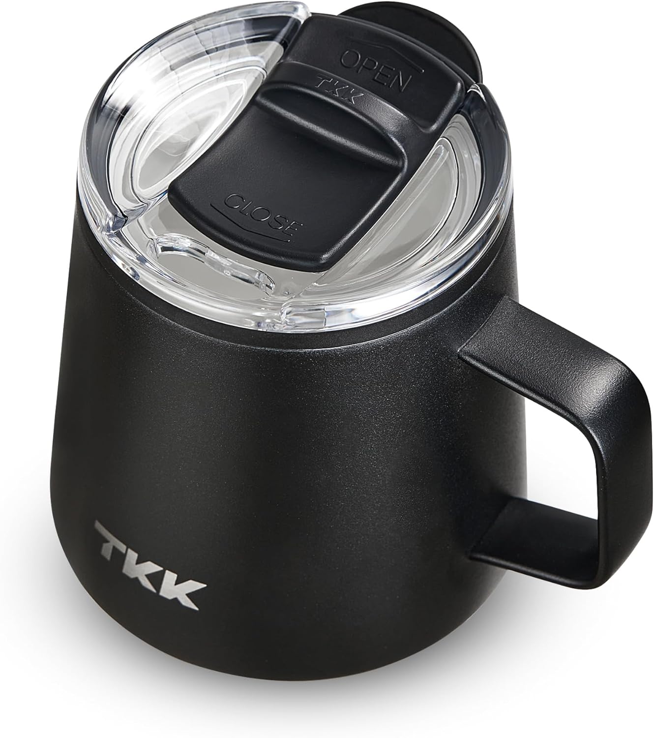 TKK 12 oz Insulated Coffee Mug with Handle Ceramic Coating Detachable Slider Lid Stainless Steel Tumbler Double Wall Vacuum Travel Cup