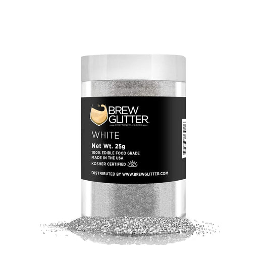 White BREW GLITTER Edible Glitter For Drinks, Cocktails, Beer, Garnish Glitter & Beverages | KOSHER & HALAL Certified | 100% Edible & Food Grade | Vegan, Gluten, Nut Free (25g, White)