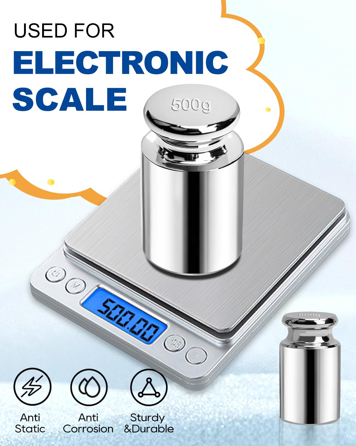 UCEC Calibration Weights for Digital Scale, 500g Gram Weights, Precision Stainless Steel Balance Scale Calibration Weight for Lab Educational Science