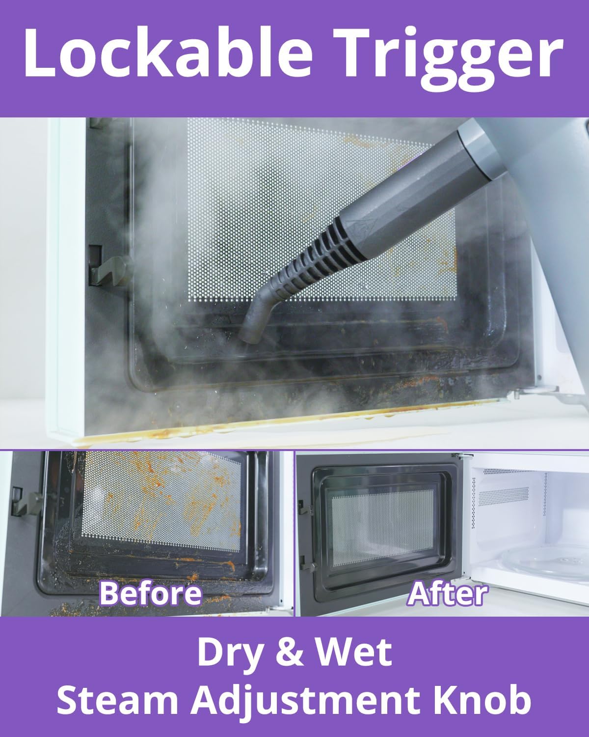 Steam Cleaner Handheld: 1200W Fast 10-Sec Heat-Up-750mL (25oz) Tank-No Cooling-Refill Anytime-Lockable Steam Trigger-14-Piece Kit Hand Held Steamer for Home Car Grout Tile Cleaning Grey