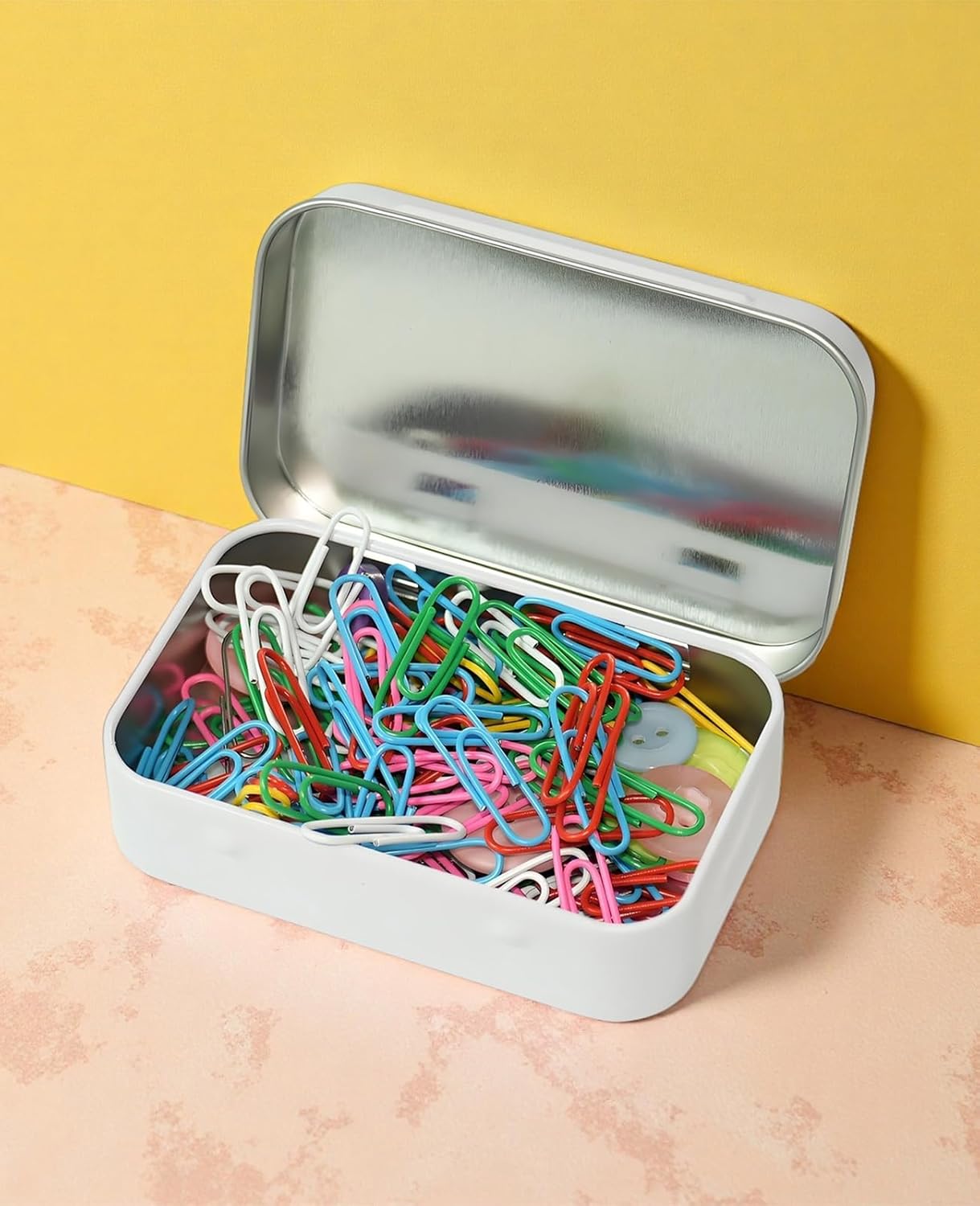 Small Metal Box With Lid-Cookie Tins Metal Tins With Lids Lens Wipes Storage Container Mini Portable Box,Empty Hinged Tin,For Organize Mint Candy Jar,Sewing (White, 6 Pcs 3.7" x 2.4" x 0.8")