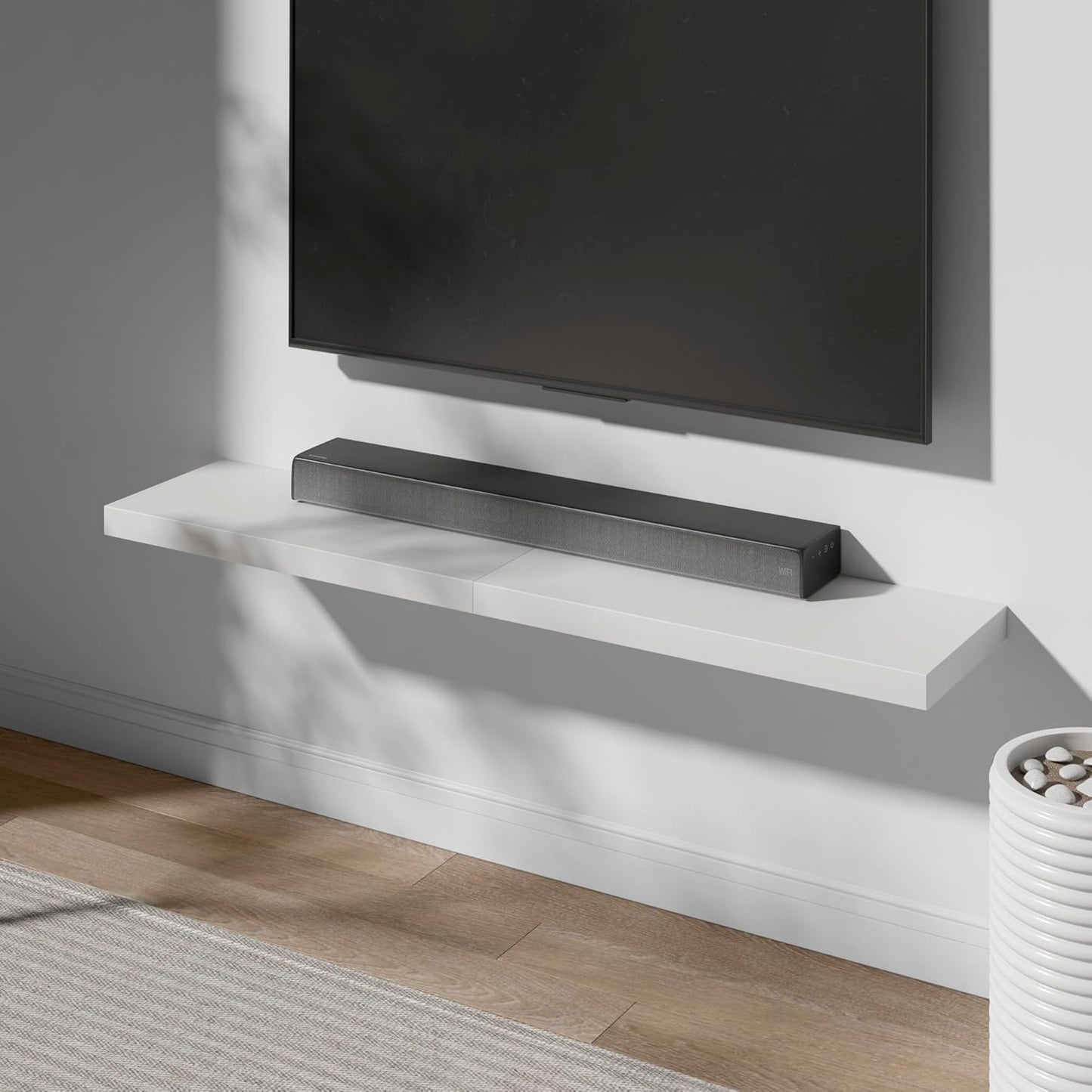 Floating Shelf, Set of 1 Wall Shelf, 36 in W x 12.75 in D x 2 in H Wooden Floating Wall Shelf with Invisible Brackets for Living Room/Bedroom/Bathroom/Kitchen Storage and Decor, White