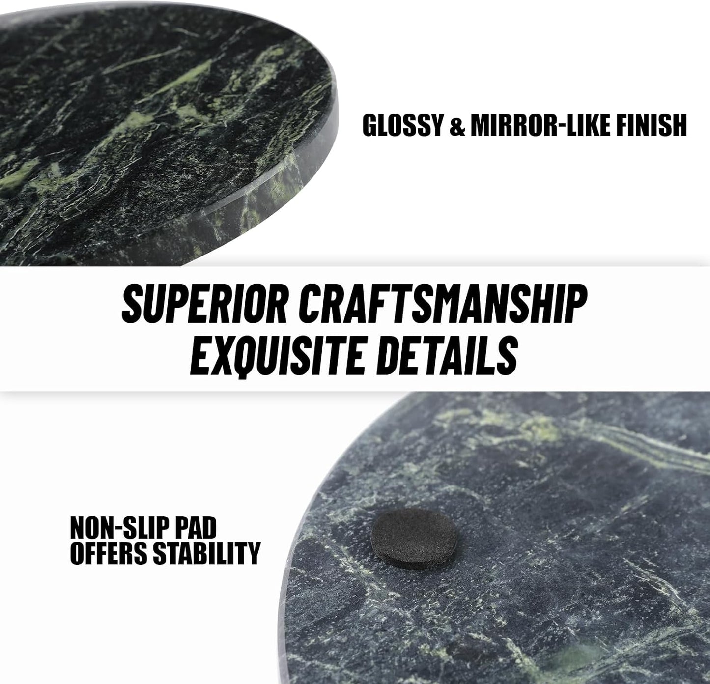 Koville Indian Natural Marble Cutting Board for Kitchen, 11inch Round Hand Crafted Marble Slab for Cheese, Charcuterie, Pastry Board - Wedding Gift, House Warming Gift(Indian Green)