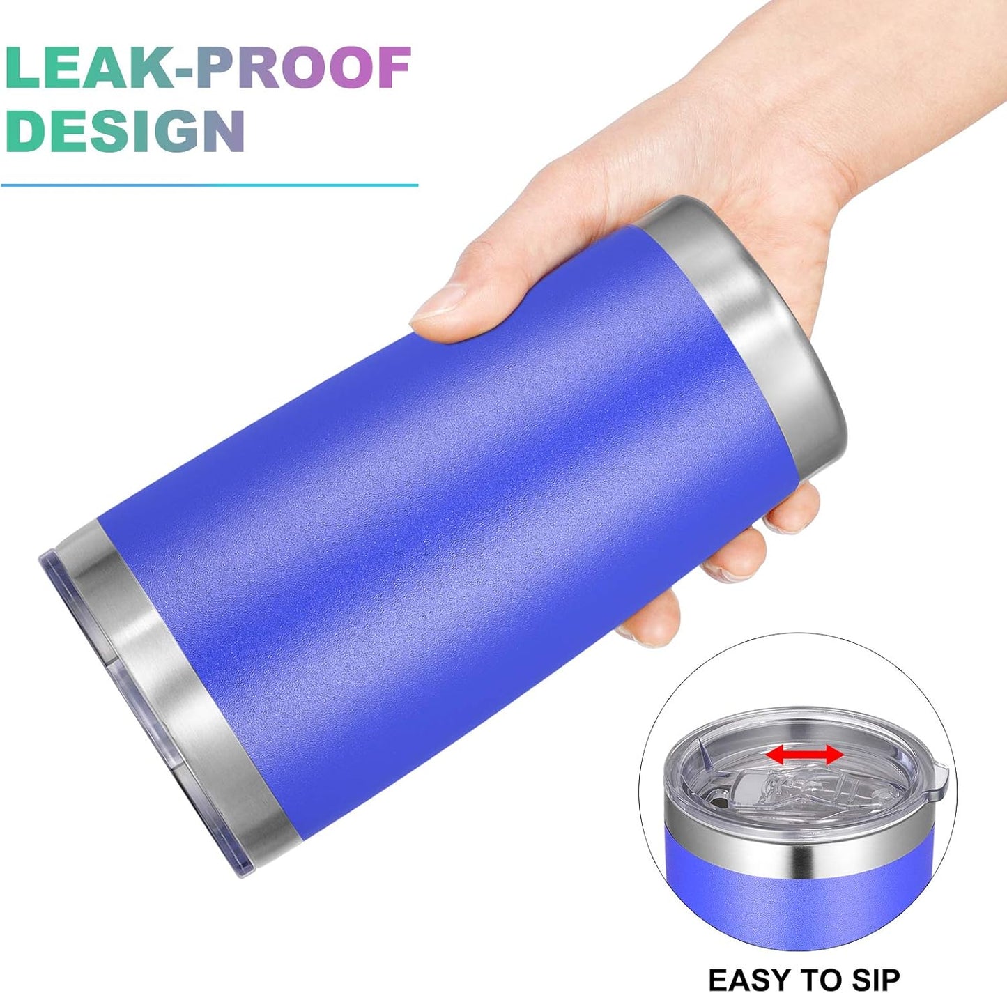 VEGOND 20oz Tumbler with Lid and Straw Stainless Steel Tumbler Cup Bulk Vacuum Insulated Double Wall Travel Coffee Mug Powder Coated Coffee Cup (Bluish Violet 12 Pack)