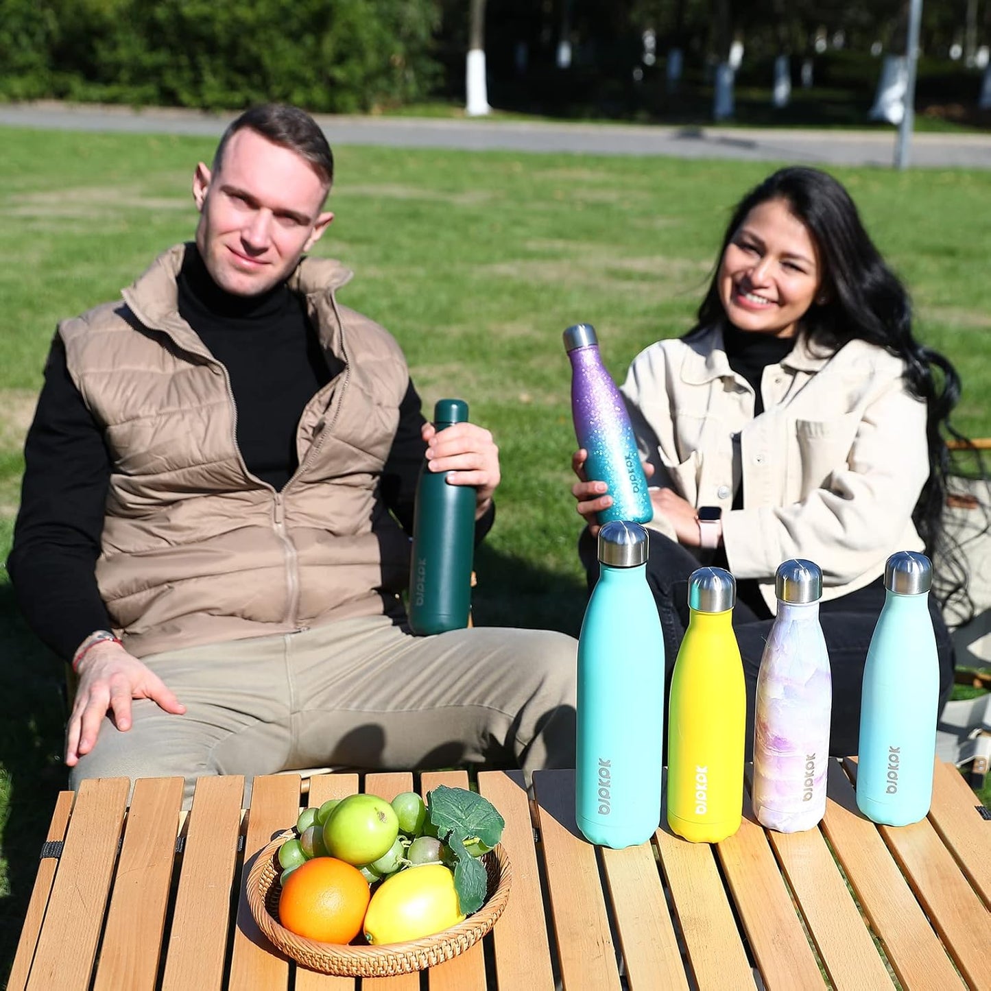 BJPKPK 25oz Insulated Stainless Steel Water Bottle for Travel Keep Cold and Hot, Light Pink