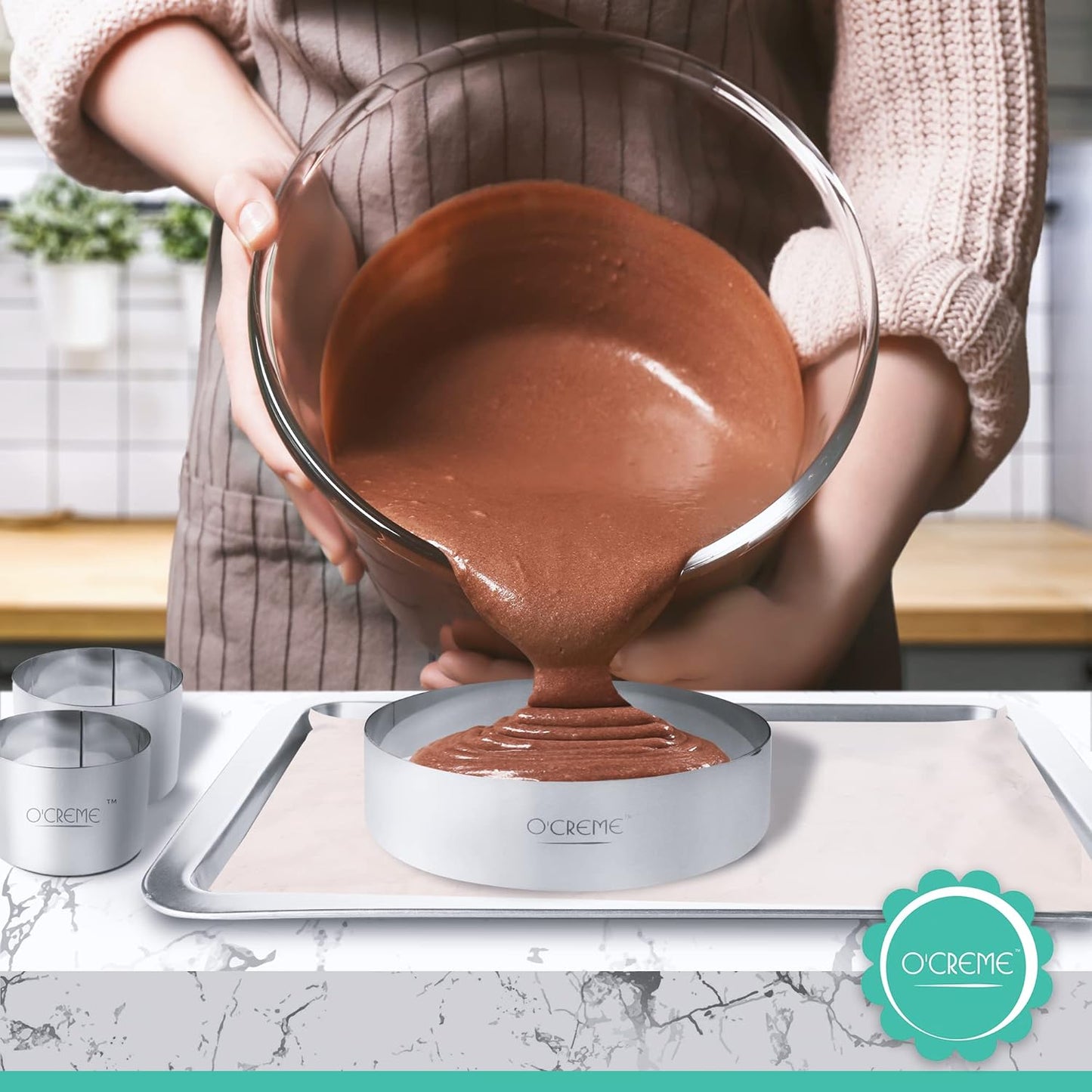 O'Creme Cake Ring Sturdy Stainless Steel Round Mousse Cake Ring Mold for Baking, Dessert Cake Decorating Pastry Rings 4 Inch Diameter x 1-1/2 Inch High