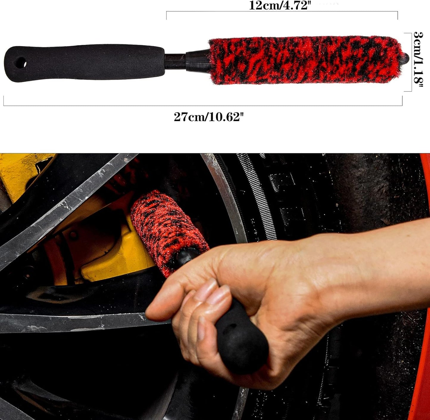 Metal-Free Wheel Brushes(3 Pack), Wheel Brush, Soft, Dense Fibers Clean Car Rim Wheels Safely…