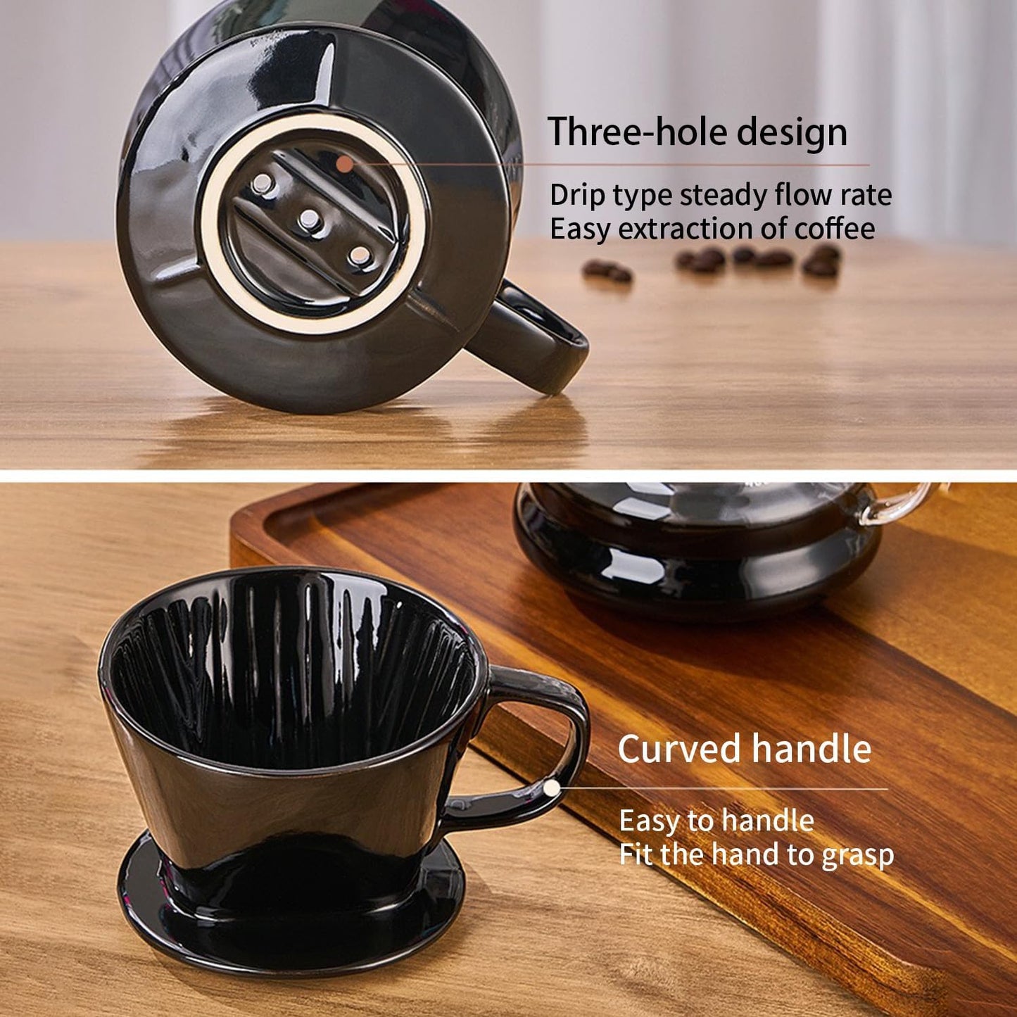 Pour Over Coffee Maker, Single Cup Coffee Dripper, Manual Porcelain Slow Brewing Accessories for Travel, Camping, Office, Home, Cafe, Coffee Gifts (White, Medium)