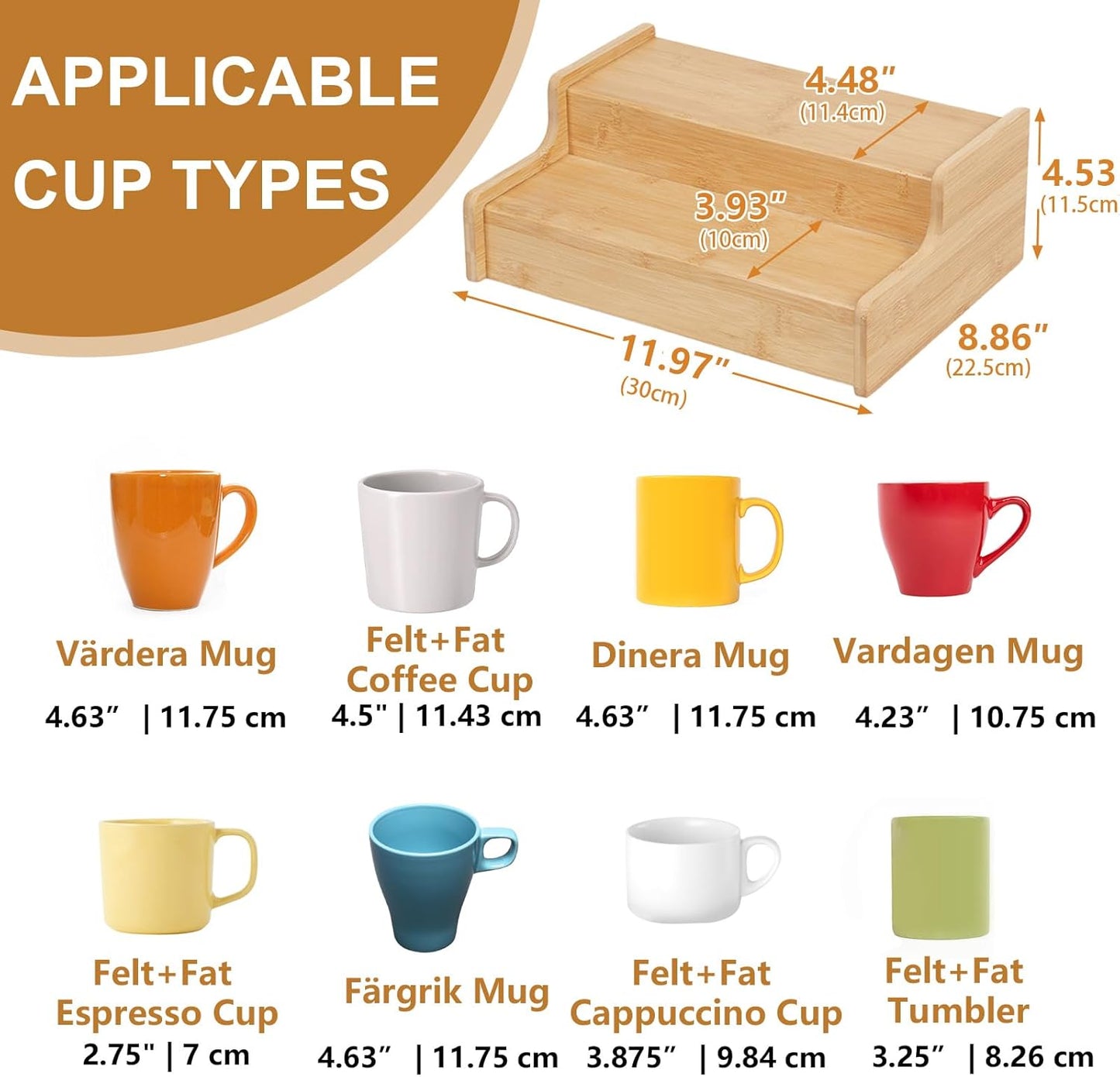 2-Tier Expandable Coffee Mug Holder, Mug Organizer for Kitchen Cabinets, Bamboo Mug Cup Rack, Multi-Functional Cup Holder Shelf, Coffee Bar Organizer, Home