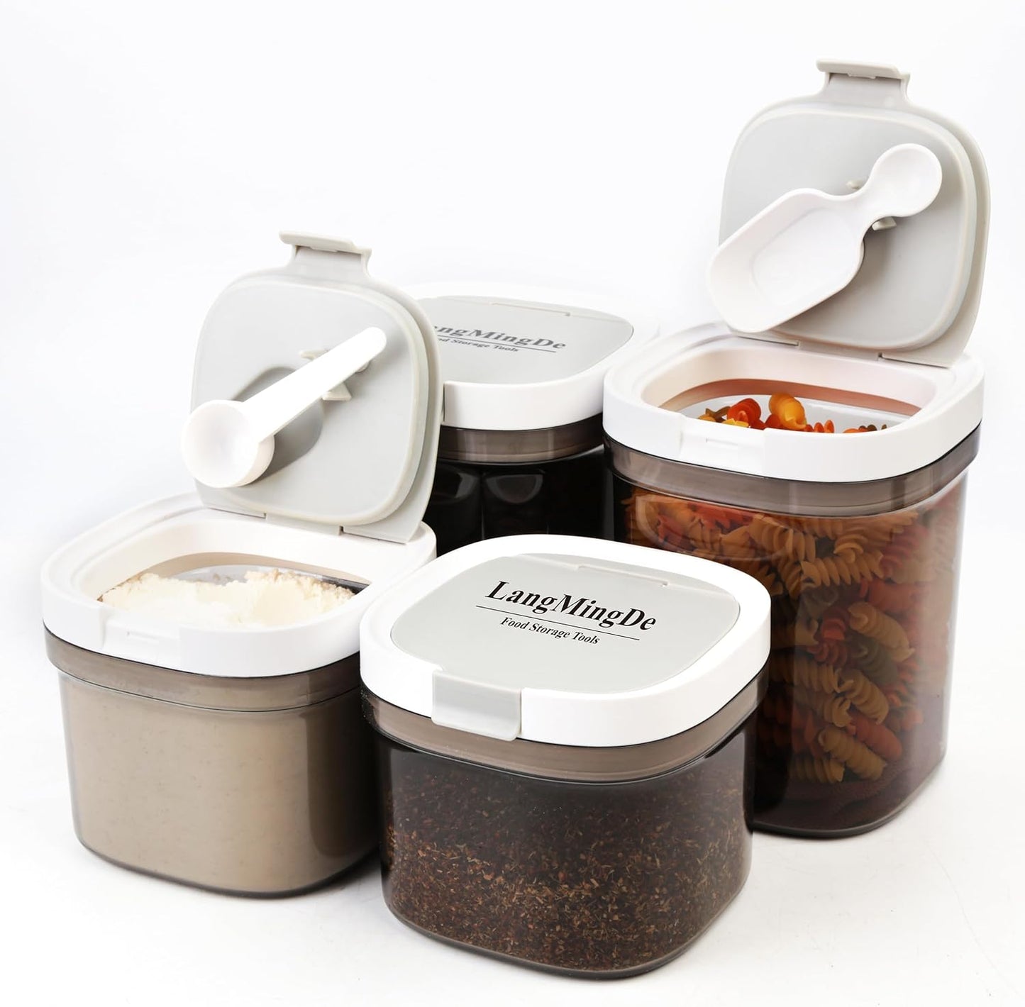 4PCS Coffee Storage Containers, BPA Free Plastic Kitchen Canisters Set for Ground Coffee, Spices, Herbs, Candy, Snacks, FA-G310074