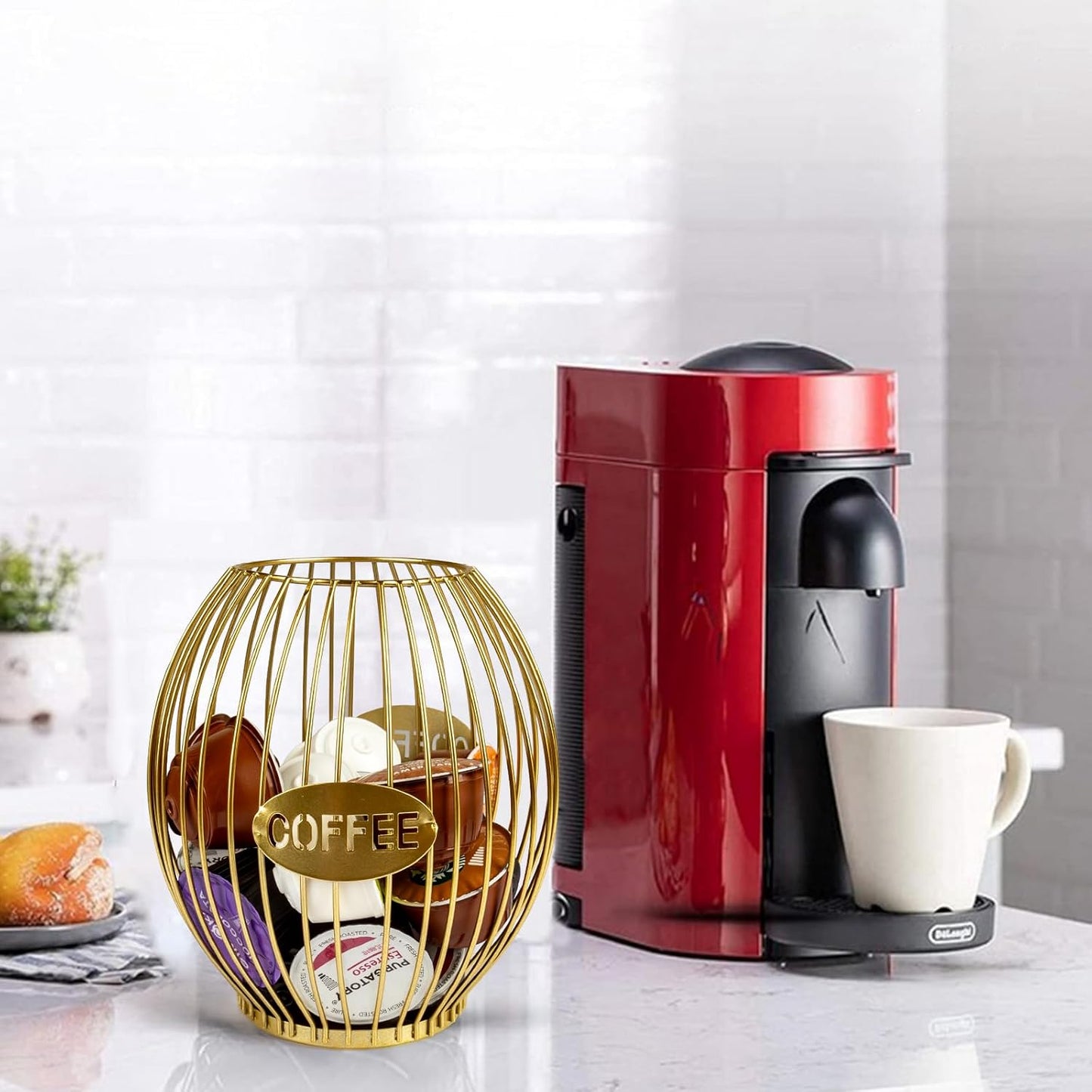 Stainless Steel Elliptical Cup Coffee Basket pods holder Sturdy for Home or Office Kitchen Counter Organizer Espresso Capsule (Black)