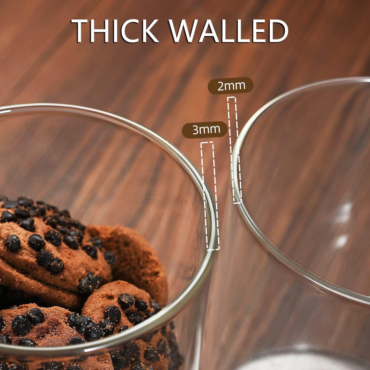 umieo Large Glass Flour and Sugar Containers 50oz Set of 2, Glass Jar with Airtight Lids, Clear Storage Containers with Bamboo Lids for Rice, Oat, Nuts, Candy, Cereal, Coffee, Beans