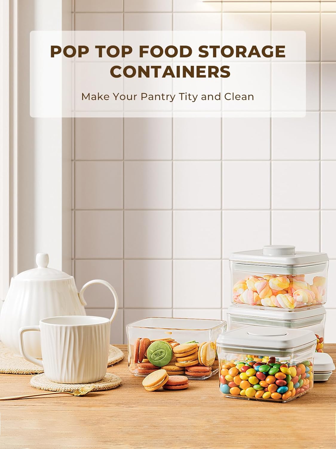 Mini Snack Container - 0.3 Qt Pop Food Storage Containers, BPA Free Small Food Containers with Lids, Food-Grade Air Tight Containers Candy Jars 320ml