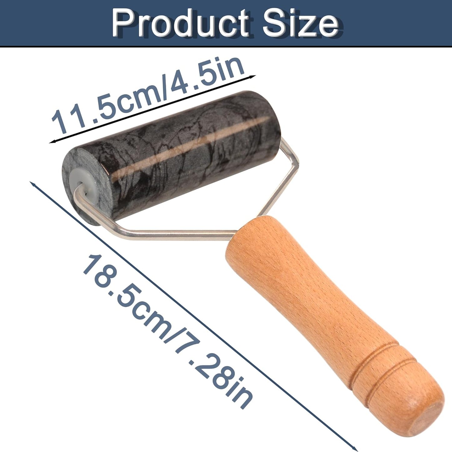 Tianman Rolling Pin Pizza Roller, Marble Roller Non-Stick T-Type, For Cake Baking Tortilla Fudge Pizza Cookies and Other Kitchen Baking Cooking (Type 2 Black).