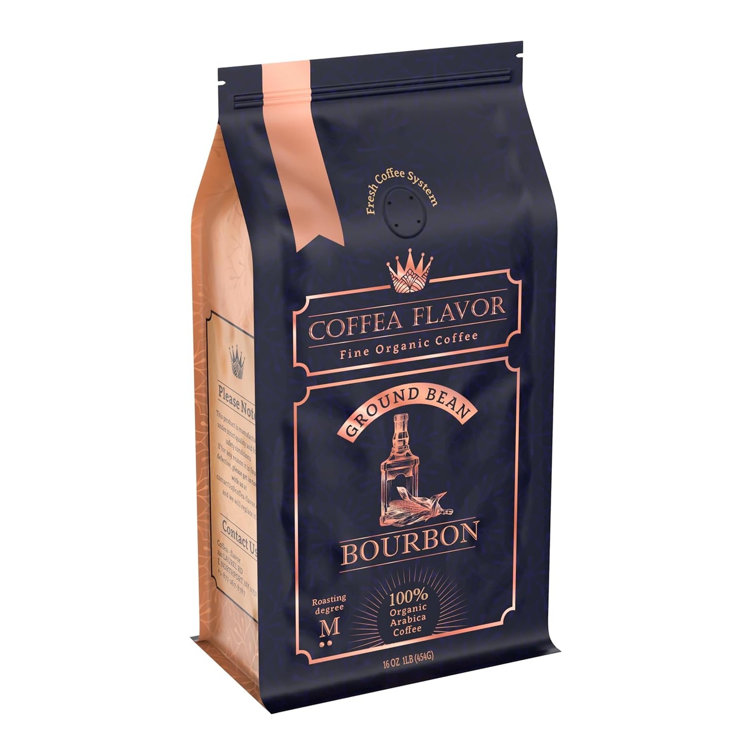 Flavored Ground Coffee – Bourbon, 100% Arabica, Single Origin, Medium Roast, USDA Organic, Naturally Flavored – by Coffea Flavor
