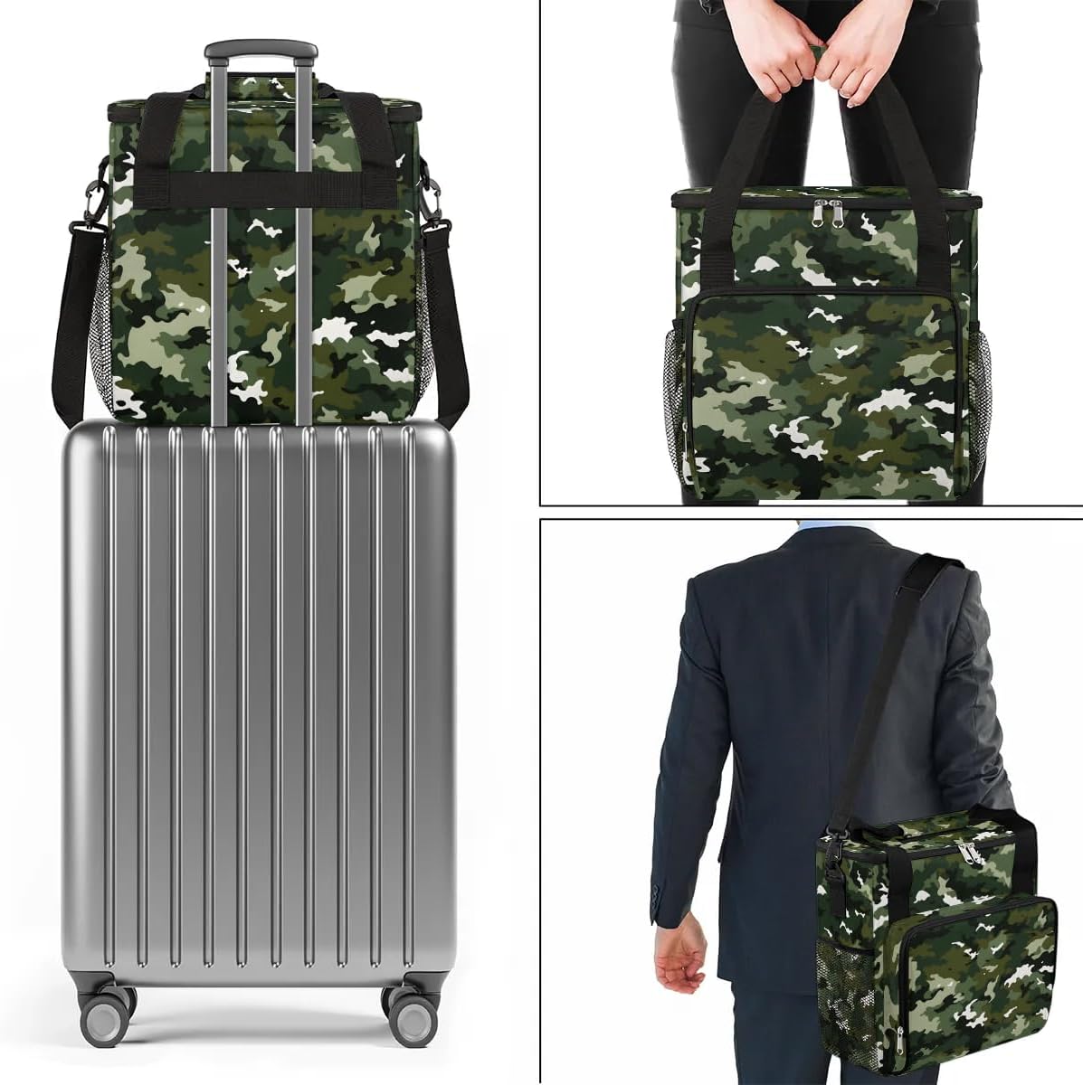 Camouflage Green Coffee Maker Carring Bag for Keurig K-Mini or K-Mini Plus, Single Serve Coffee Brewer Carrying Case with Multiple Pockets for K-Cup Pods,Storage mini Tote Case for Travel(Bag Only)