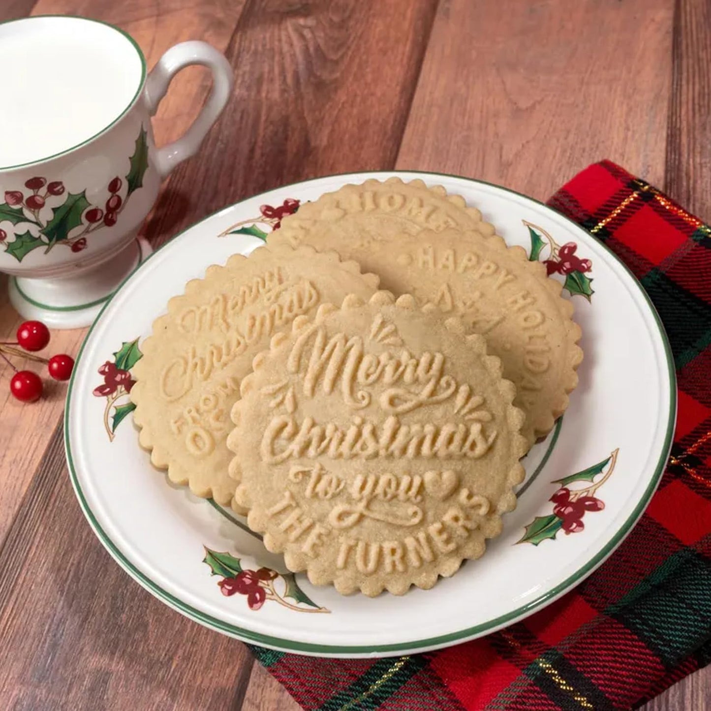 Personalized Christmas Cookie Stamps Customizable Name Cookie Stamps With Handle Cutter For Cookie Baking Decorating Cakes And Handmade Christmas Gifts Perfect (Raised cookie design)