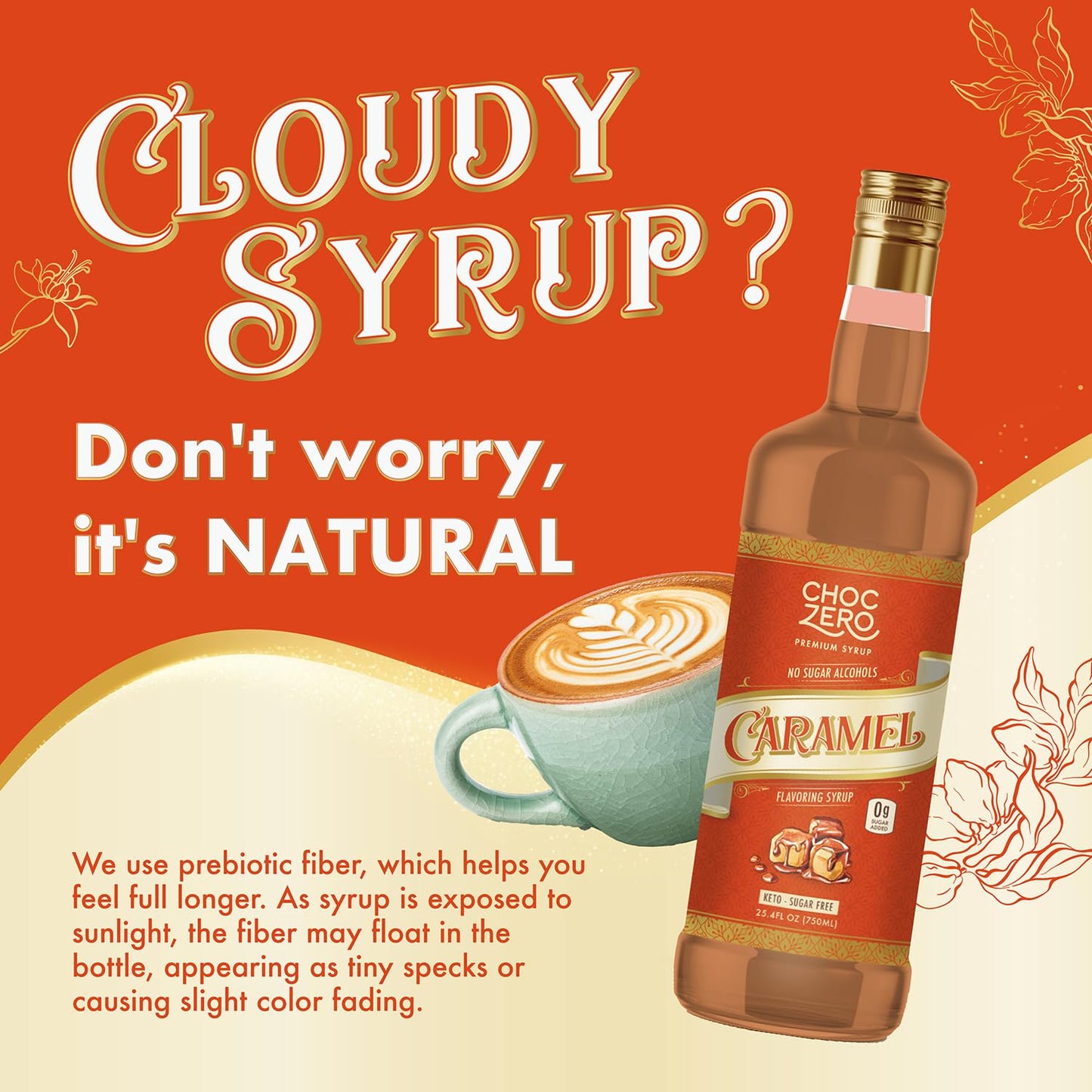 ChocZero Sugar Free Caramel Syrup for Coffee - Keto Flavoring Syrups - Low Calorie Simple Syrup for Flavored Drinks – 25.4 Fluid Ounces