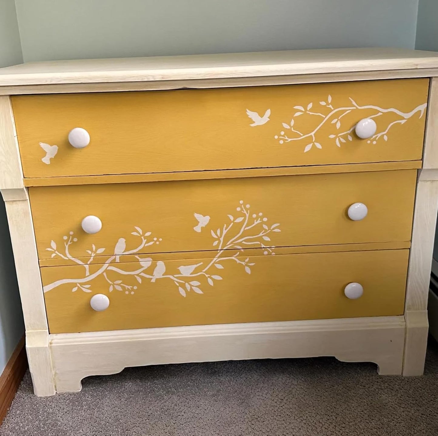 Tree Stencils for Painting on Wood Leaf Vine Stencil Large Bird Branch Stencils for Crafts Reusable for Wall Furniture Canvas Decor