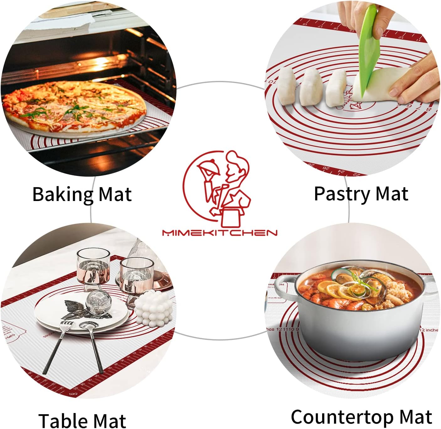 Silicone Baking Mat,Non Stick Pastry Dough Mat for Rolling, Macarons Baking Mat, Pie Crust Bread Pizza Mat, Counter Mat
