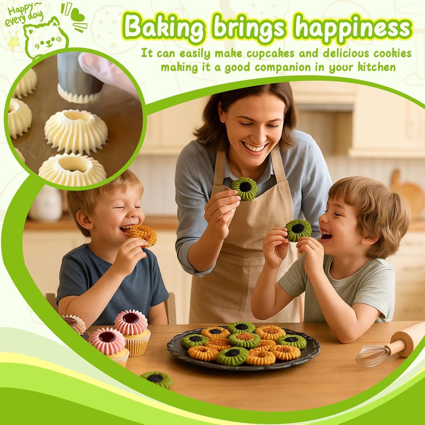 Suuker Large Piping Tips Set, Sultan Ring Baking Mold Icing Nozzle Stainless Steel Icing Piping Nozzles Cake Decorating Supplies for Kitchen Gift(2 Pieces, Silver)