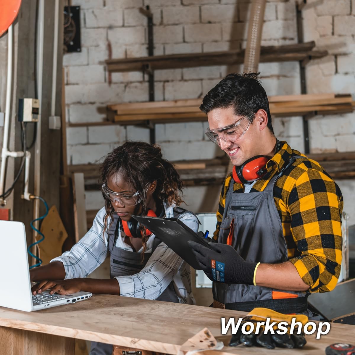 KAYGO Safety Work Gloves PU Coated for Men and Women, 60 Pairs KG11PB, Seamless Knit Glove with Two Fingers Touchscreen, breathable and lightweight Ideal for General Duty Work (Medium,Black)