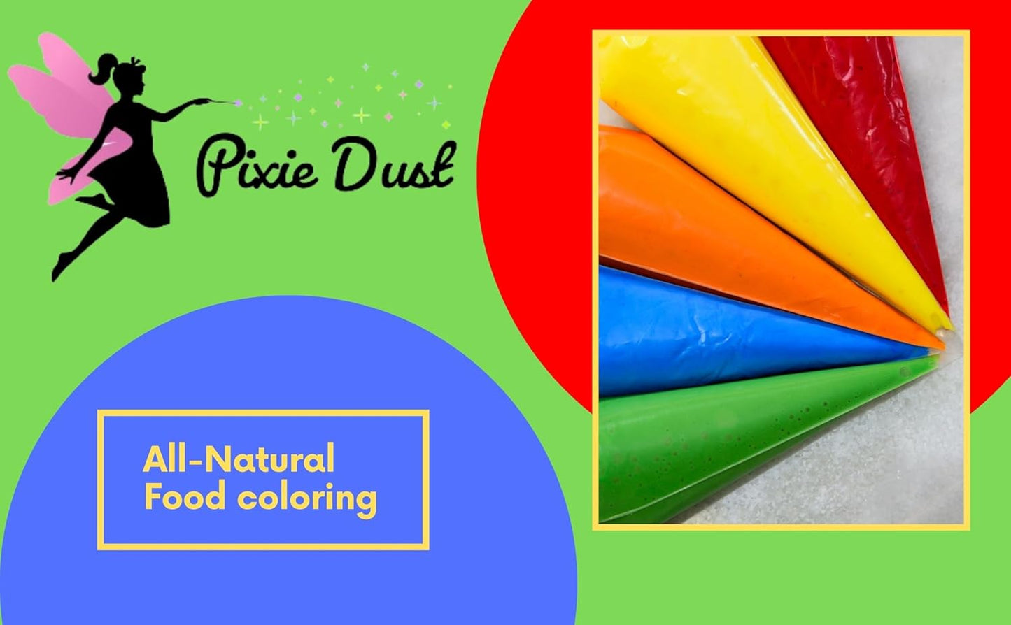 All-Natural Food Coloring Powder set. Colors: Red, Yellow, Blue, Green. Dye-Free/Plant-Based/Non-Carmine/Non annatto/FLAVORLESS by PIXIE DUST (Medium .17 oz Each Color .68 oz/20 gr Total)