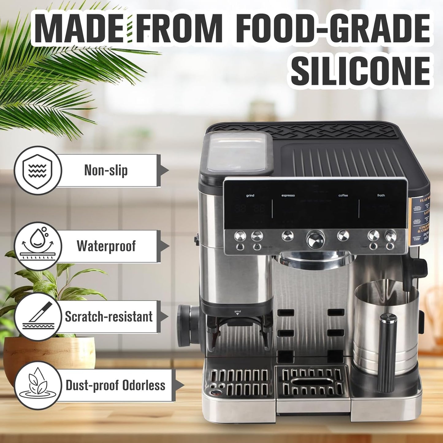 Espresso Coffee Machine Top Mat for Ninja Luxe Cafe ES601, Protect the top from scratches, Anti-Slip, Waterproof, Heat-Resistant - Food Grade Silicone Coffee Top Mat for Ninja Luxe Cafe Accessories