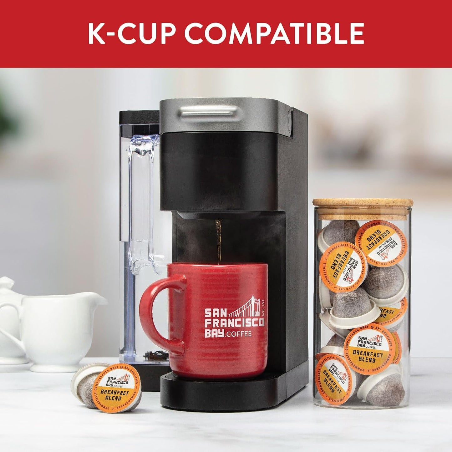 San Francisco Bay Compostable Coffee Pods - Breakfast Blend (120 Ct) K Cup Compatible including Keurig 2.0, Medium Roast