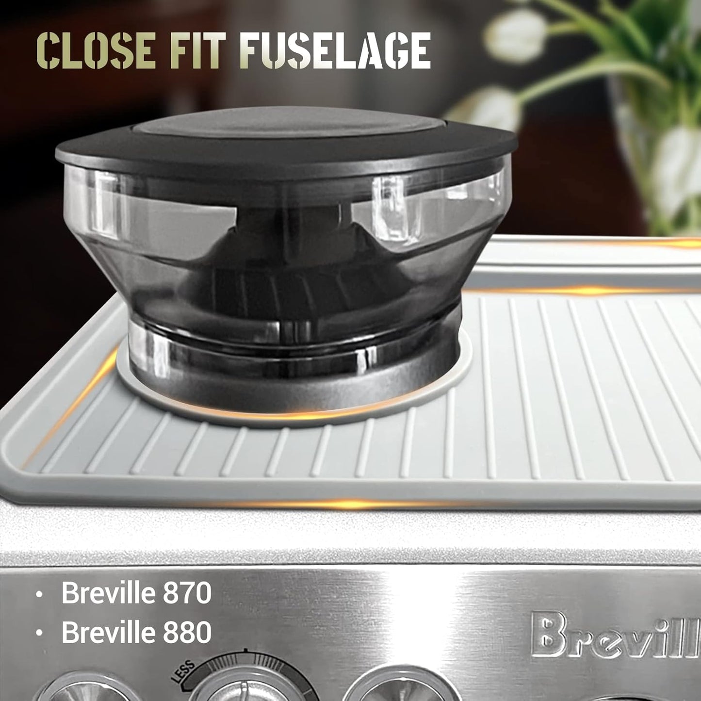 Tamping Mat for Breville 870/880, Espresso Tamper Mat for Barista Touch/Express, Silicone Prevent Scratching, Top Mat for Breville Espresso Machine Accessories, Waterproof Heat Resistant(Grey)