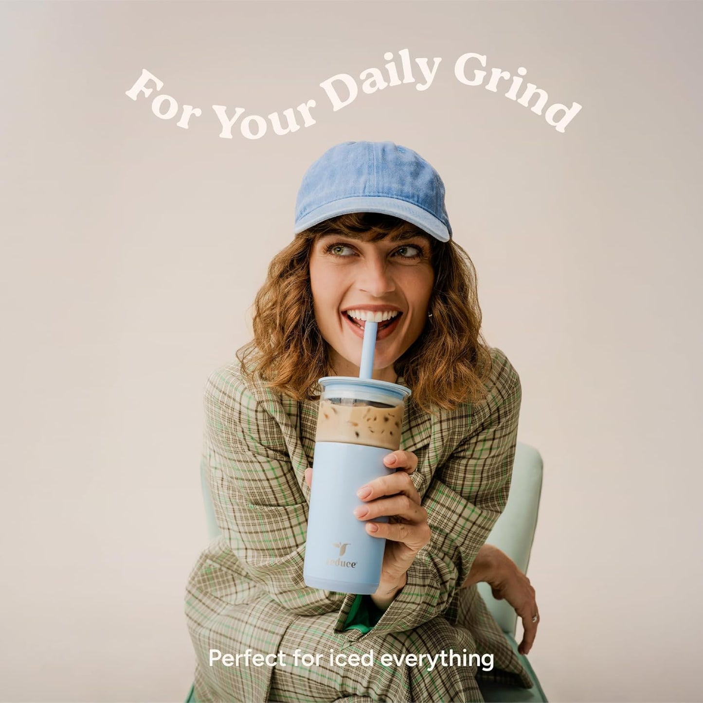 REDUCE Aspen 20 oz Vacuum Insulated Glass Tumbler with Lid & Extra Wide Straw - Keeps Drinks Cold for 12 Hrs - Ideal for Iced Coffee, Smoothies & Boba - Dishwasher Safe, Soft Base - Dragonfruit