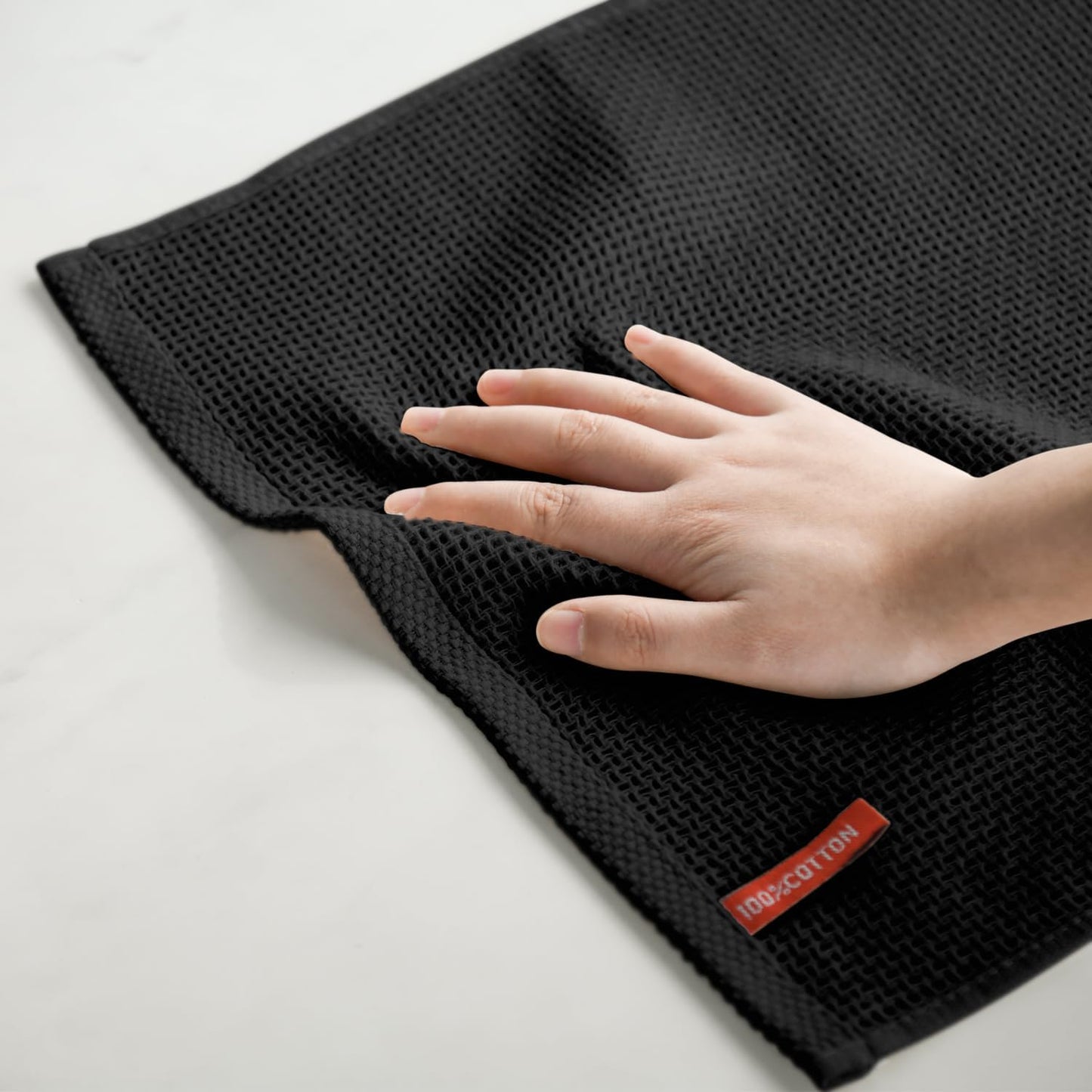 Artoid Mode 100% Cotton Black Waffle Weave Kitchen Dish Cloths, 13x28 Inch Ultra Soft Absorbent Quick Drying Kitchen Dish Towels Set of 4